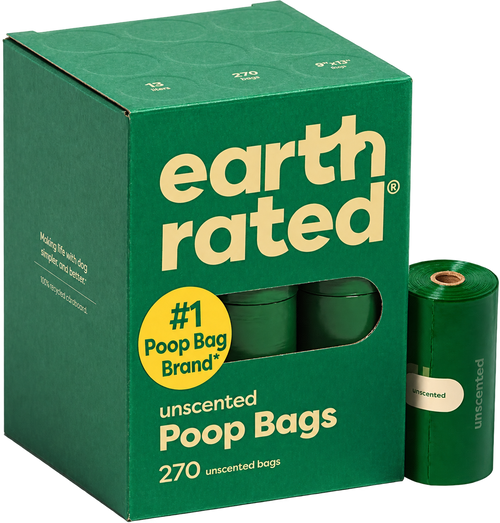 Earth Rated unscented poop bags — 270 bags, transparent background