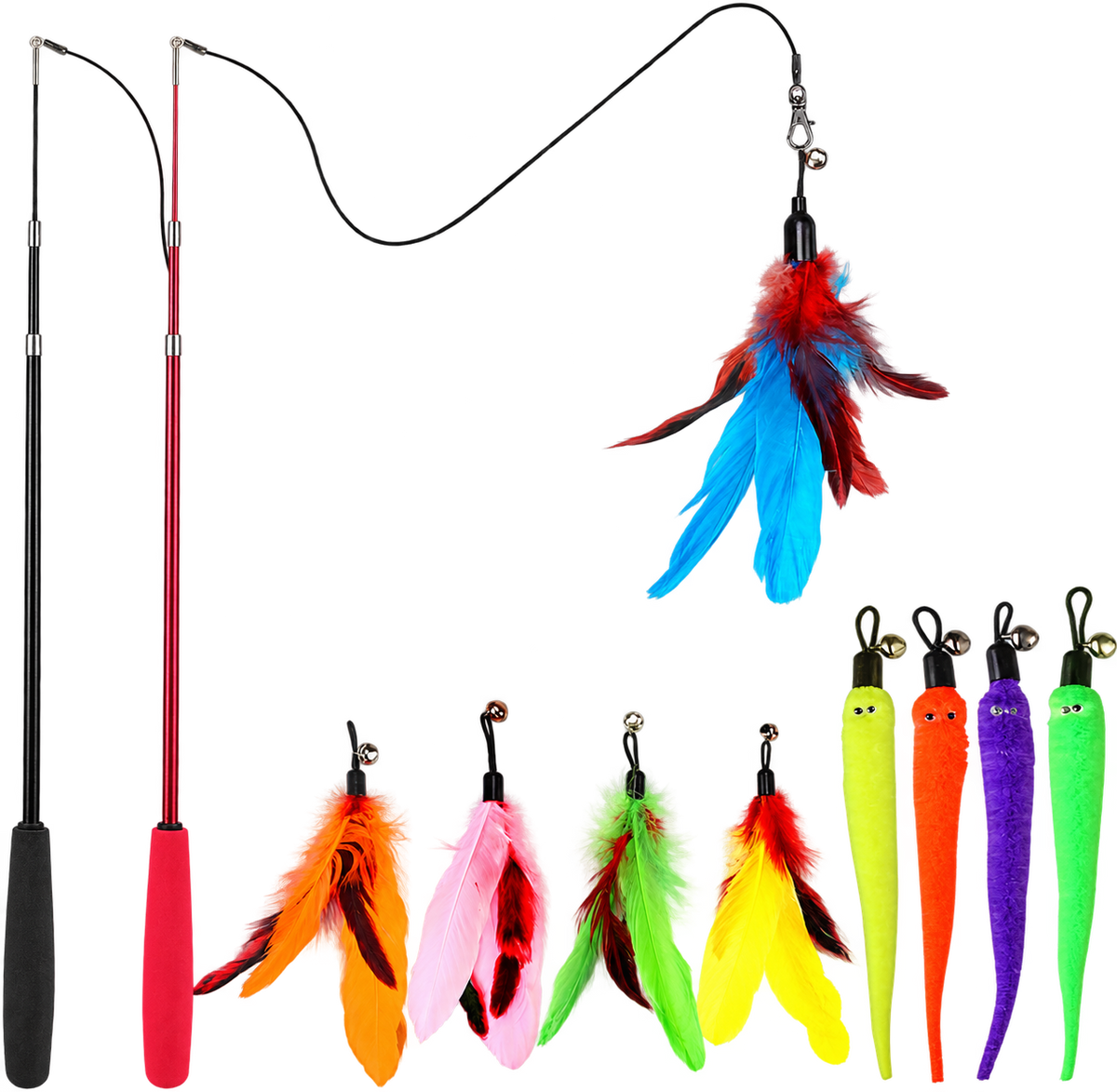 MeoHui feather wand toy set — transparent background
