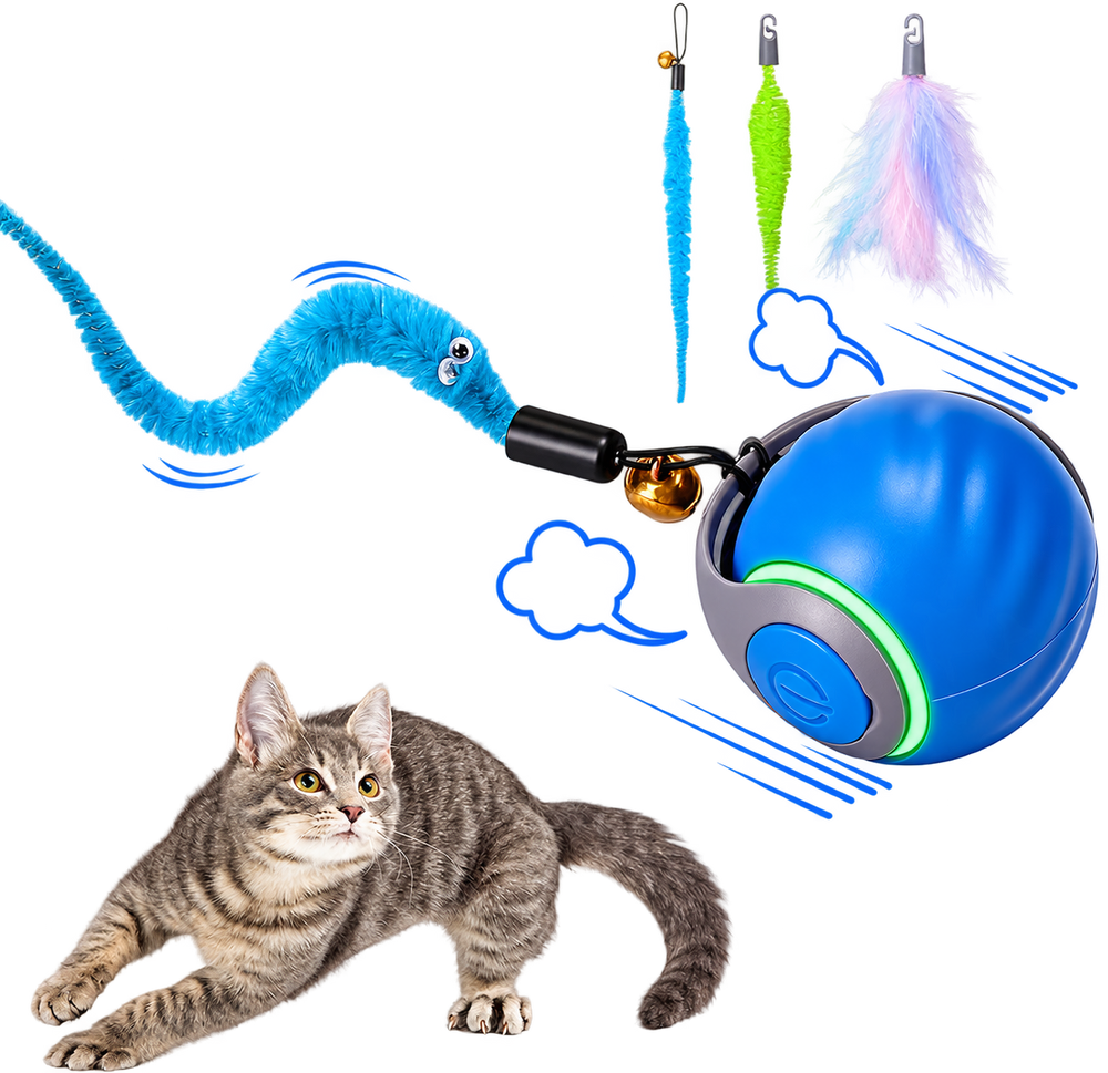 BABORUI Rechargeable Interactive Cat Toy Ball — transparent background