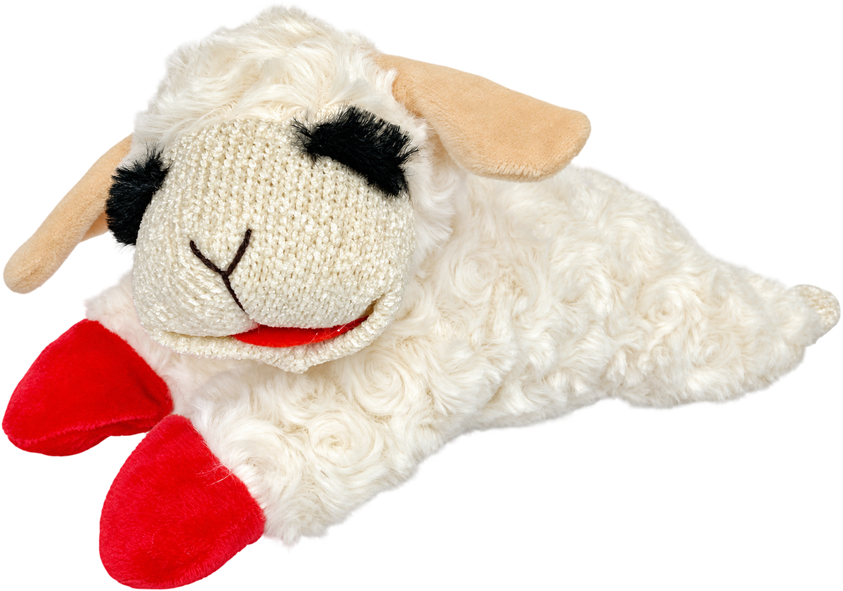 Multipet Lamb Chop Squeaky Plush Dog Toy — 10 Inch — transparent background