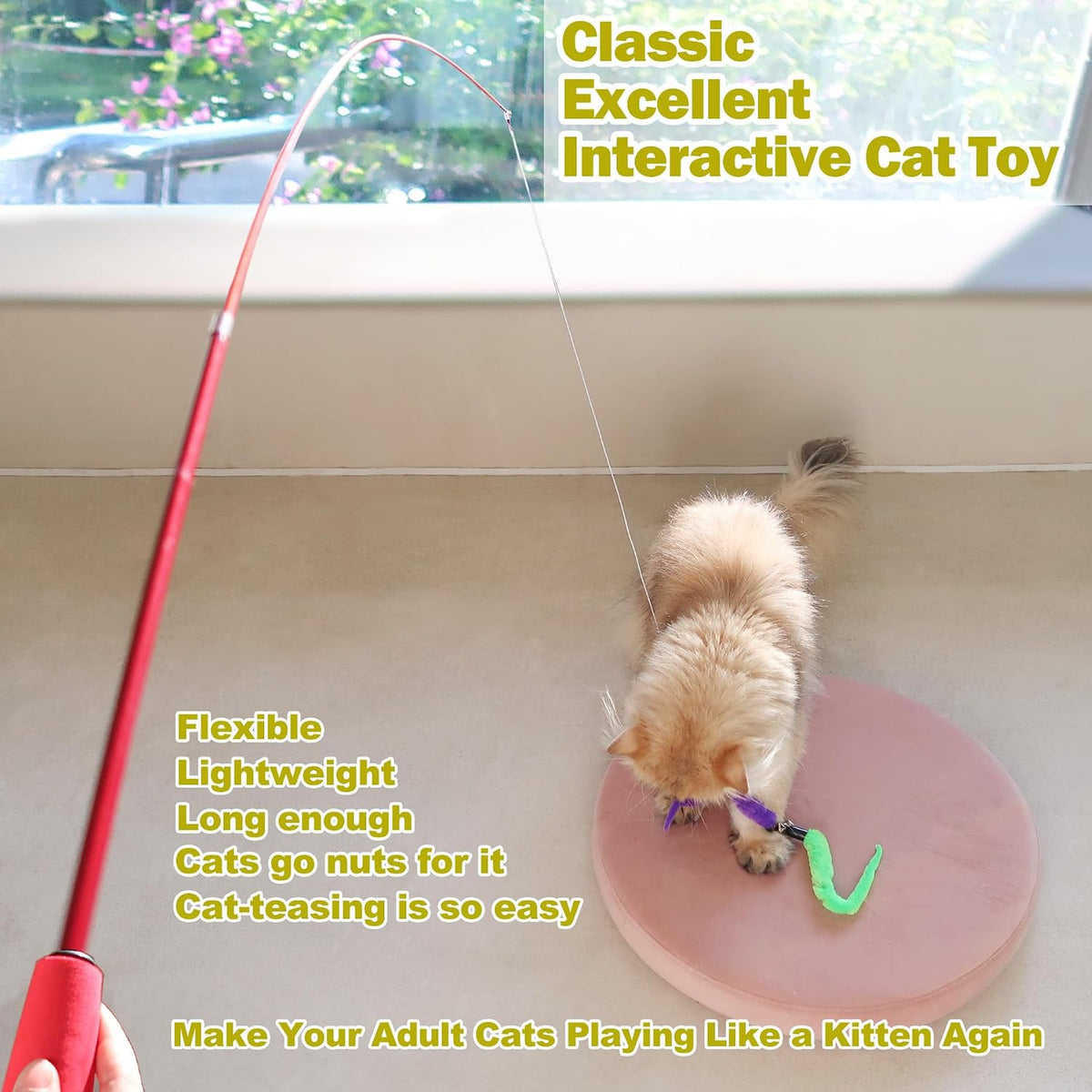 MeoHui Retractable Feather Wand Cat Toy Set — view 2