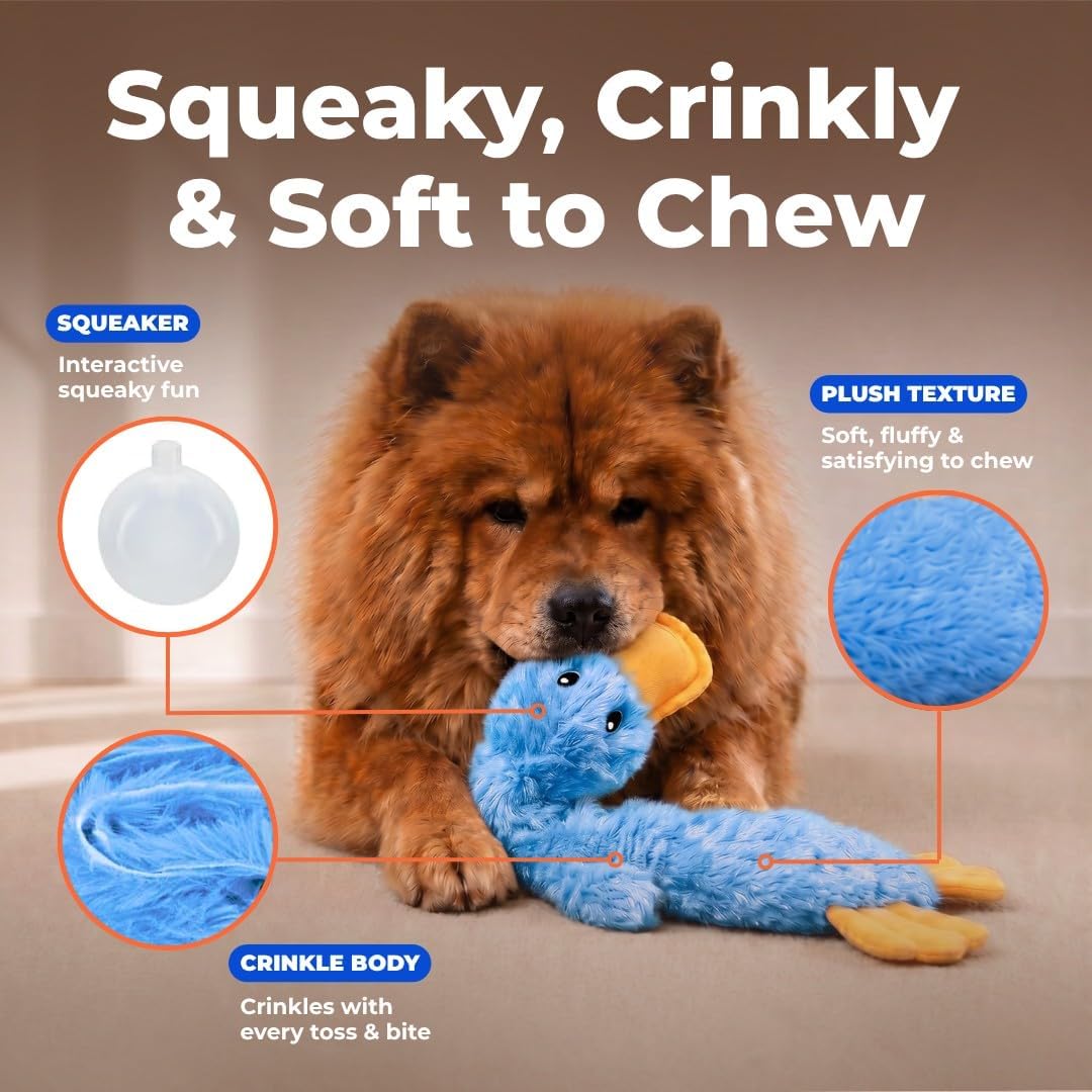 Best Pet Supplies Crinkle Duck Dog Toy — Blue — view 3